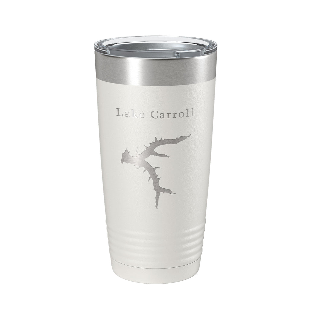 Lake Carroll Map Tumbler Travel Mug Insulated Laser Engraved Coffee Cup Illinois 20 oz