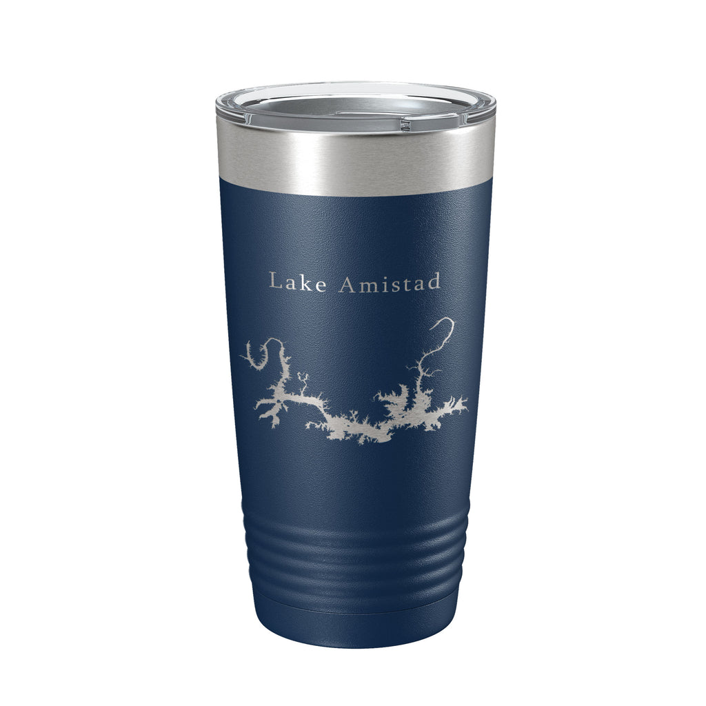 Lake Amistad Reservoir Map Tumbler Travel Mug Insulated Laser Engraved Coffee Cup Texas 20 oz