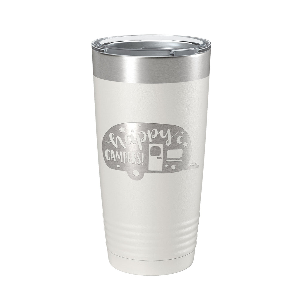 Happy Campers Tumbler RV Camping Travel Mug Gift Insulated Laser Engraved Coffee Cup Tent Outdoors 20 oz