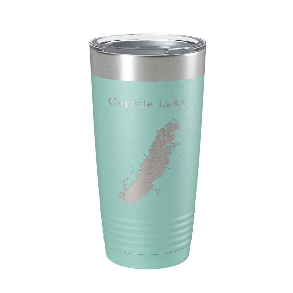 Carlyle Lake Map Tumbler Travel Mug Insulated Laser Engraved Coffee Cup Illinois 20 oz