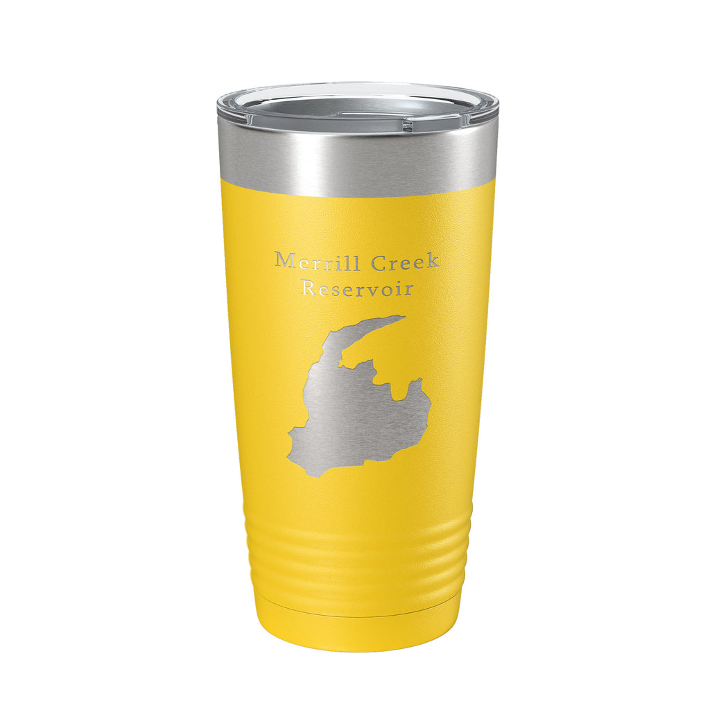 Merrill Creek Reservoir Tumbler Lake Map Travel Mug Insulated Laser Engraved Coffee Cup New Jersey 20 oz