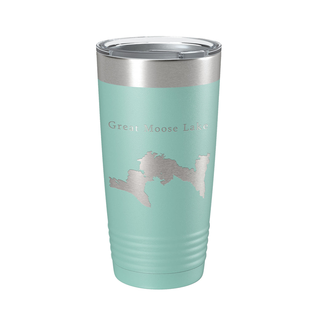 Great Moose Lake Map Tumbler Travel Mug Insulated Laser Engraved Coffee Cup Maine 20 oz