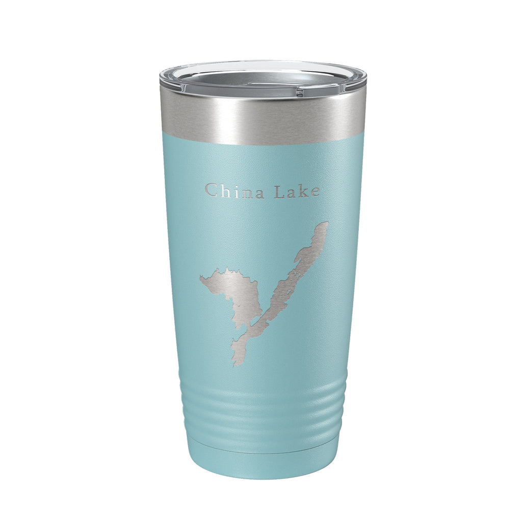 China Lake Map Tumbler Travel Mug Insulated Laser Engraved Coffee Cup Maine 20 oz