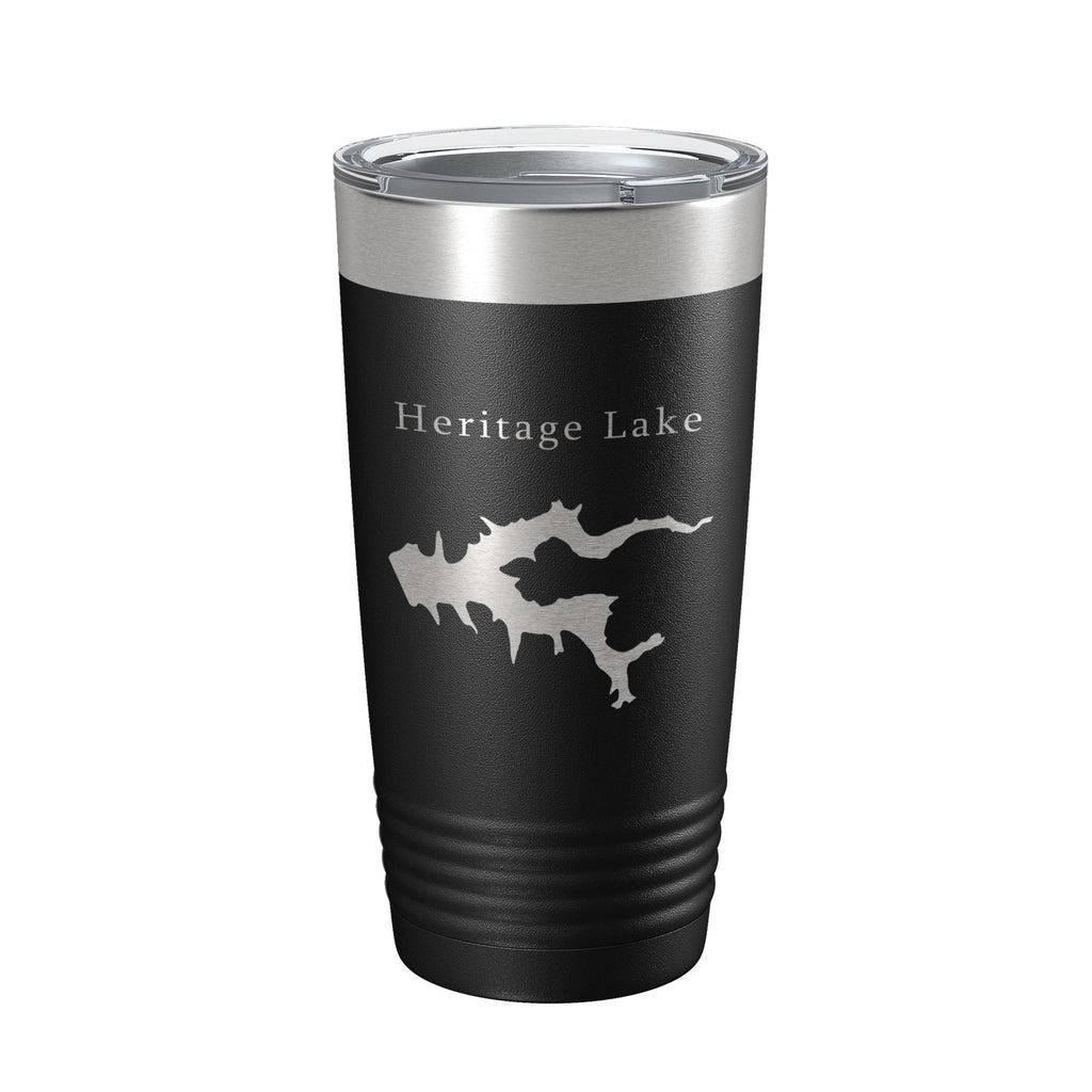 Heritage Lake Map Tumbler Travel Mug Insulated Laser Engraved Coffee Cup Illinois 20 oz