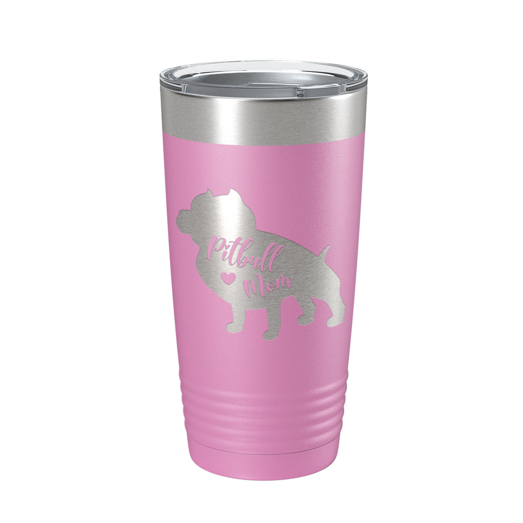 Pitbull Mom Tumbler Dog Travel Mug Gift Insulated Laser Engraved Coffee Cup Pit Bull 20 oz
