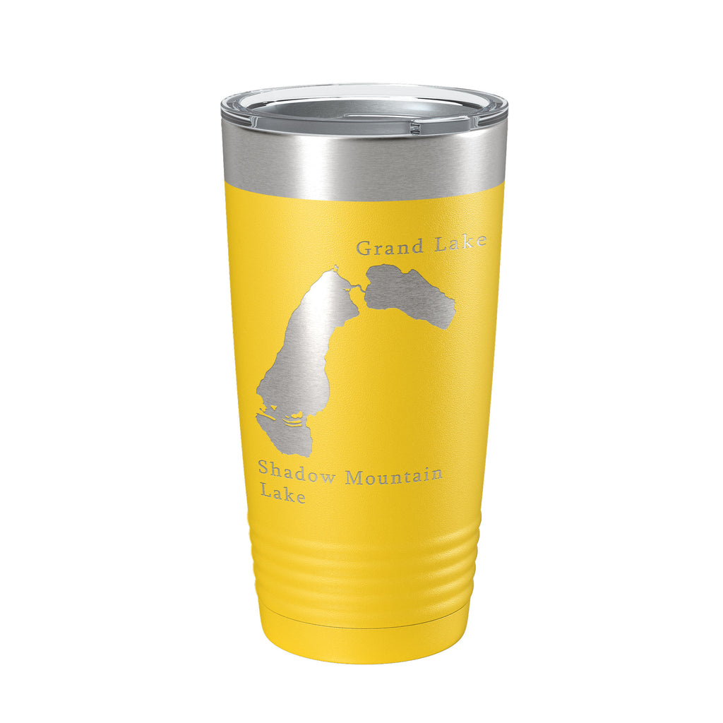 Shadow Mountain & Grand Lakes Map Tumbler Travel Mug Insulated Laser Engraved Coffee Cup Colorado 20 oz