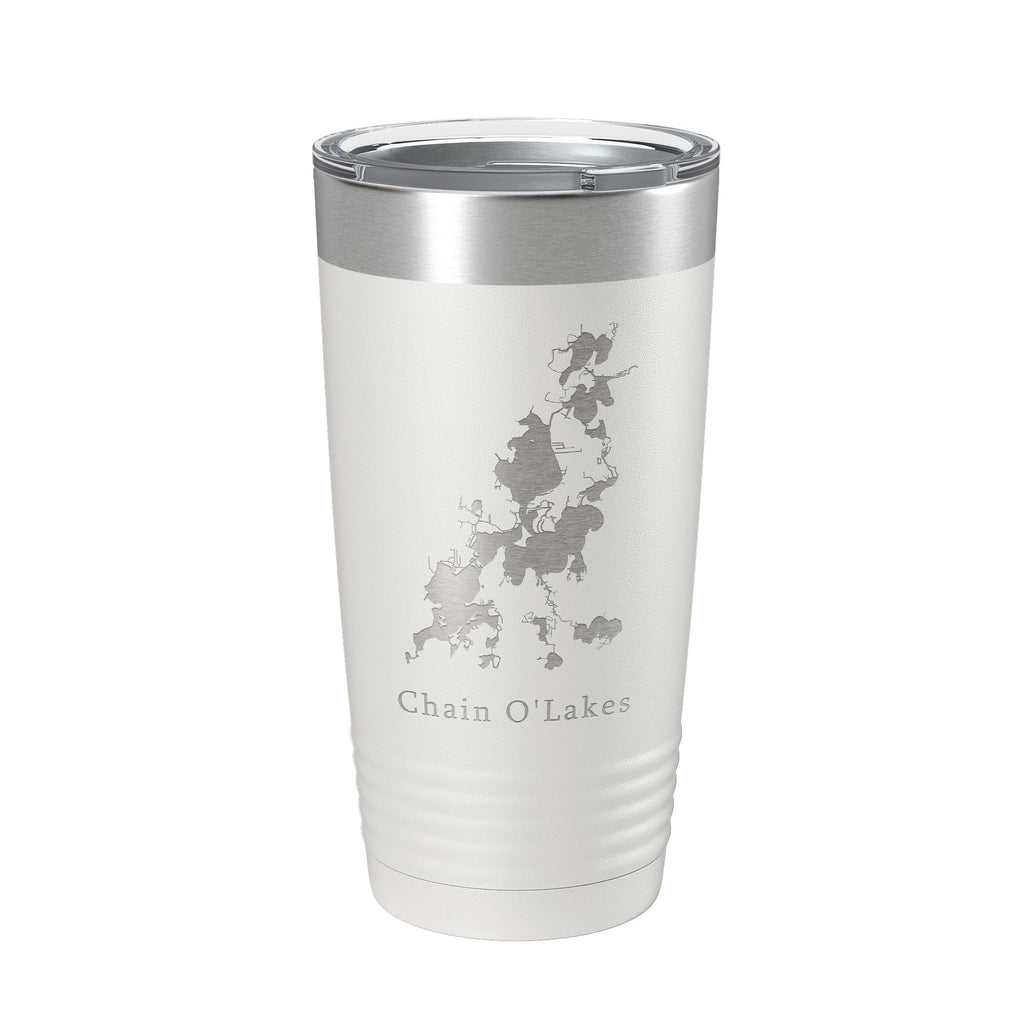 Fox River Chain O'Lakes Map Tumbler Travel Mug Insulated Laser Engraved Coffee Cup Illinois 20 oz