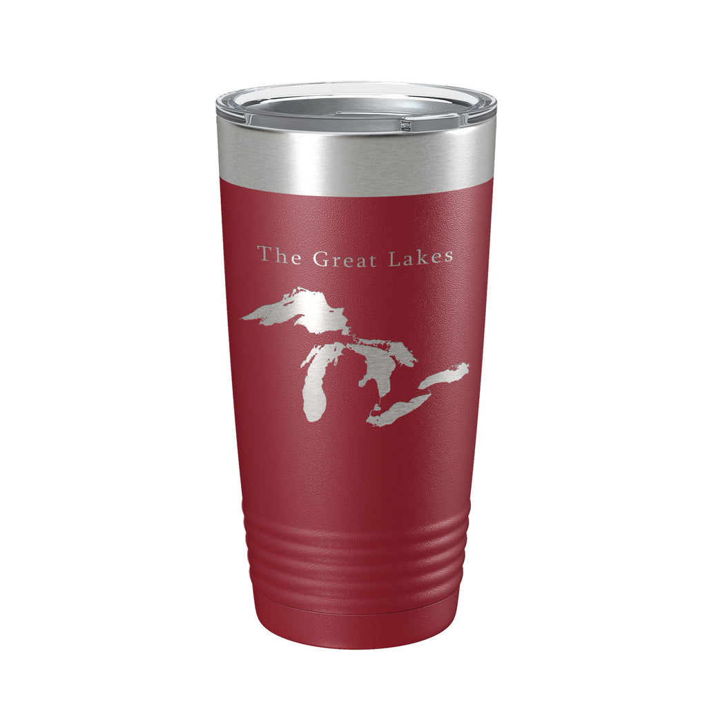 The Great Lakes Map Tumbler Travel Mug Insulated Laser Engraved Coffee Cup Superior Michigan Huron Erie Ontario 20 oz