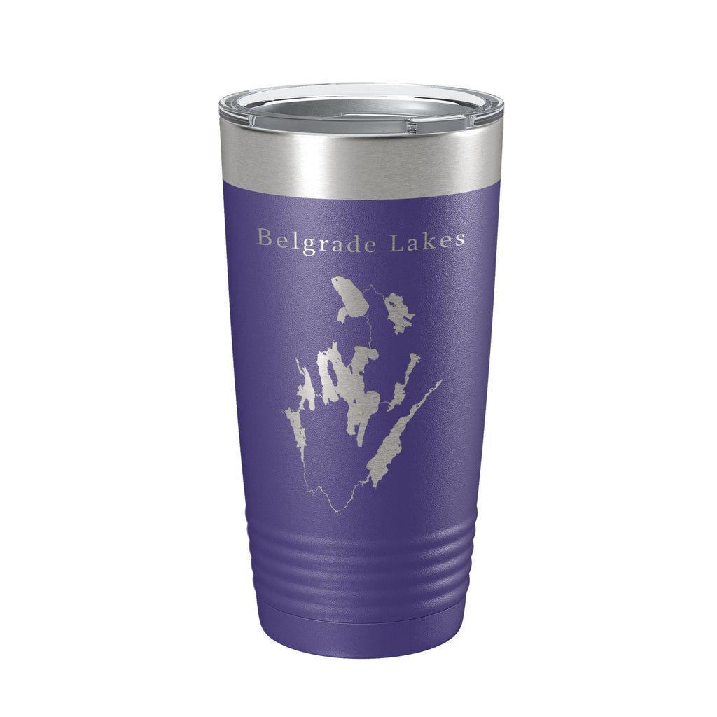 Belgrade Lakes Map Tumbler Travel Mug Insulated Laser Engraved Coffee Cup Maine 20 oz