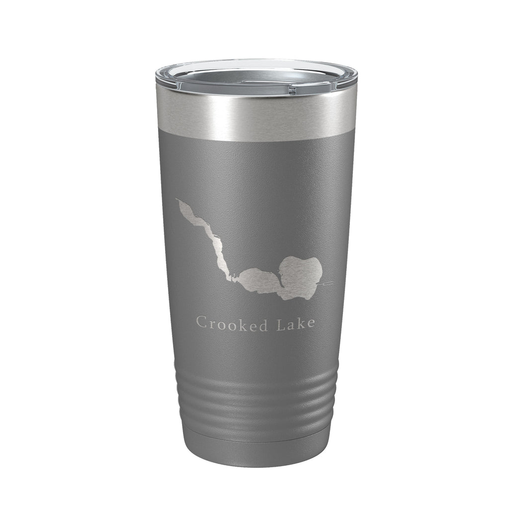 Crooked Lake Map Tumbler Travel Mug Insulated Laser Engraved Coffee Cup Indiana 20 oz