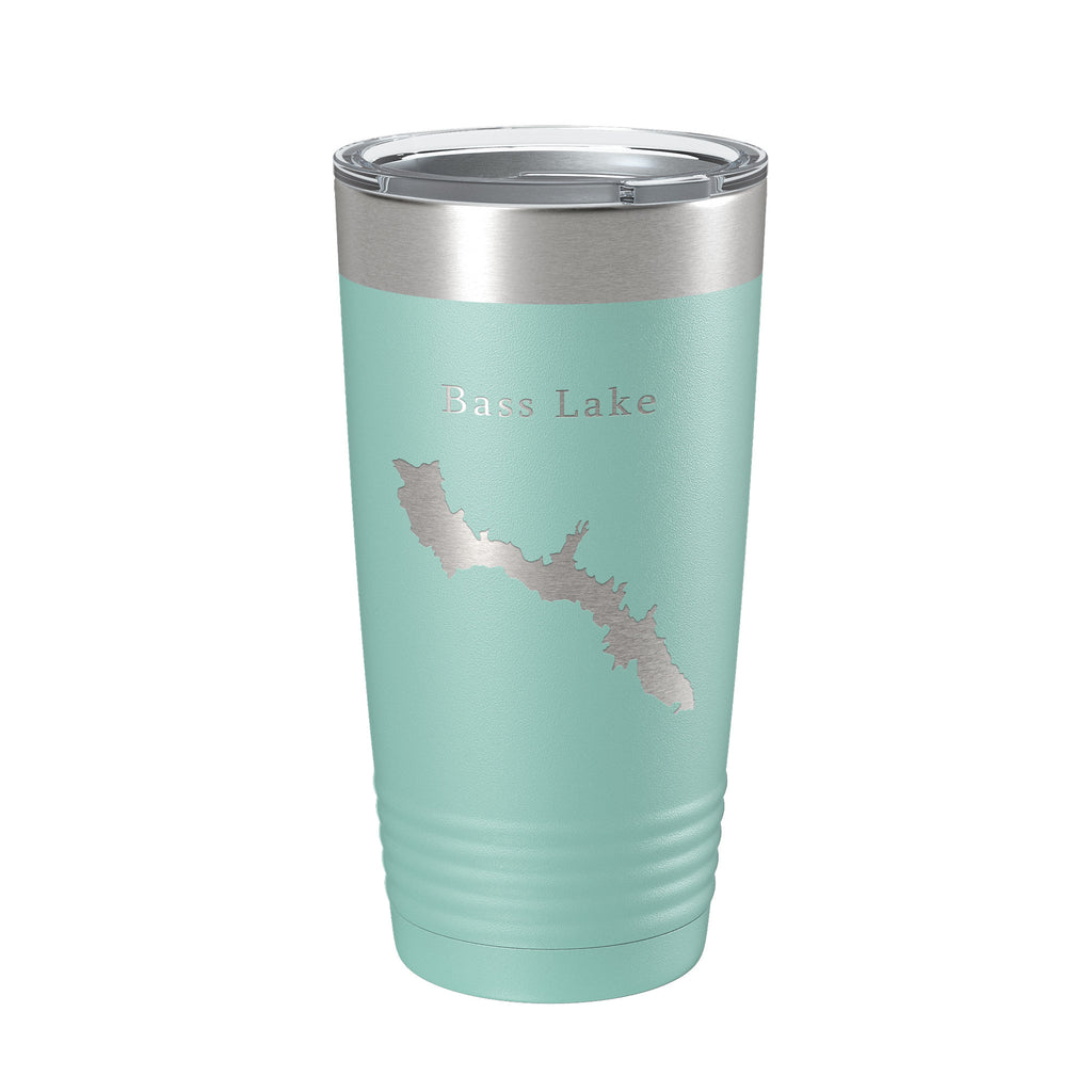 Bass Lake Map Tumbler Travel Mug Insulated Laser Engraved Coffee Cup California 20 oz