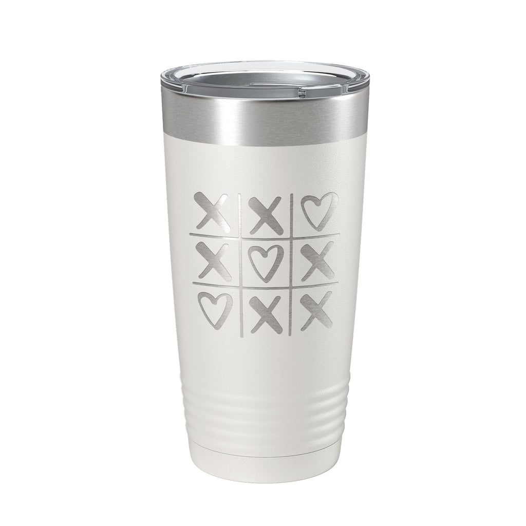 Valentine's Day Tumbler Tic Tac Toe Hearts Travel Mug Insulated Laser Engraved Coffee Cup 20 oz