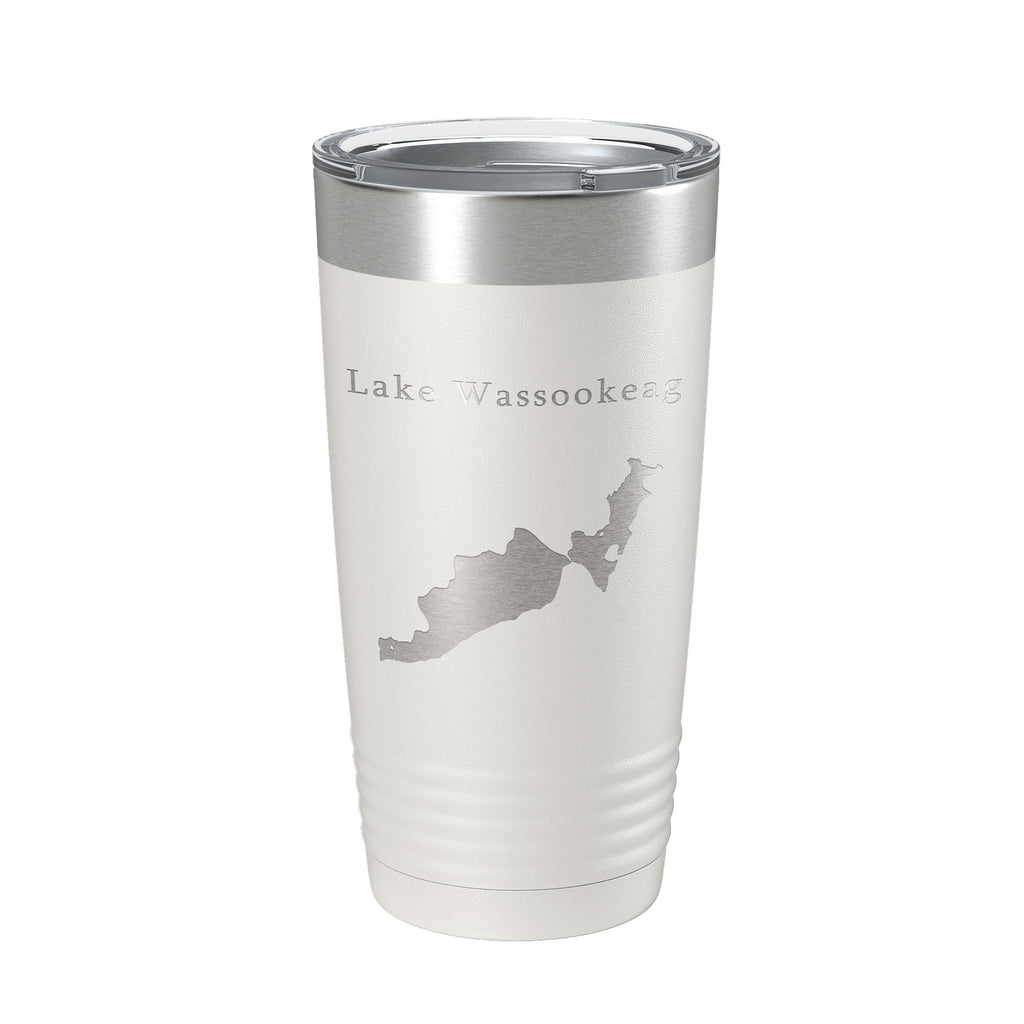 Lake Wassookeag Map Tumbler Travel Mug Insulated Laser Engraved Coffee Cup Maine 20 oz