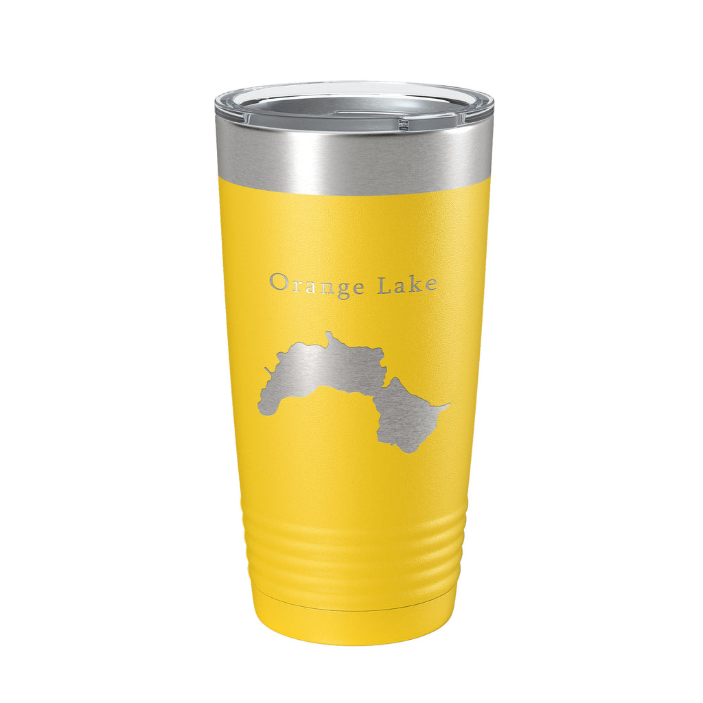 Orange Lake Map Tumbler Travel Mug Insulated Laser Engraved Coffee Cup Maine 20 oz