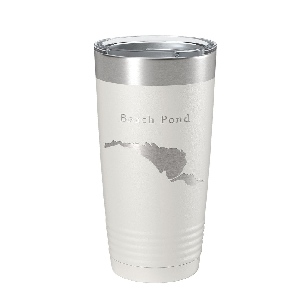 Beach Pond Tumbler Lake Map Travel Mug Insulated Laser Engraved Coffee Cup Connecticut Rhode Island 20 oz
