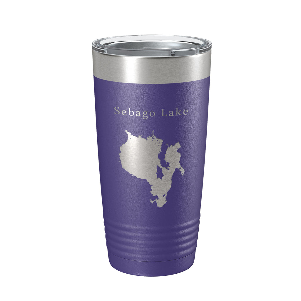 Sebago Lake Map Tumbler Travel Mug Insulated Laser Engraved Coffee Cup Maine 20 oz