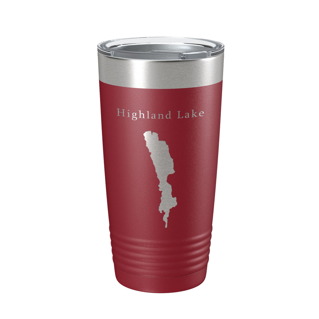 Highland Lake Map Tumbler Travel Mug Insulated Laser Engraved Coffee Cup Westbook Maine 20 oz