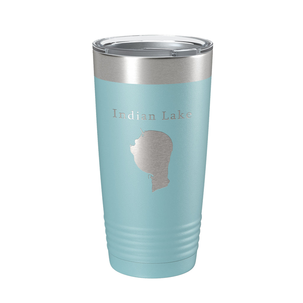 Indian Lake Map Tumbler Travel Mug Insulated Laser Engraved Coffee Cup Silver Creek Township Michigan 20 oz