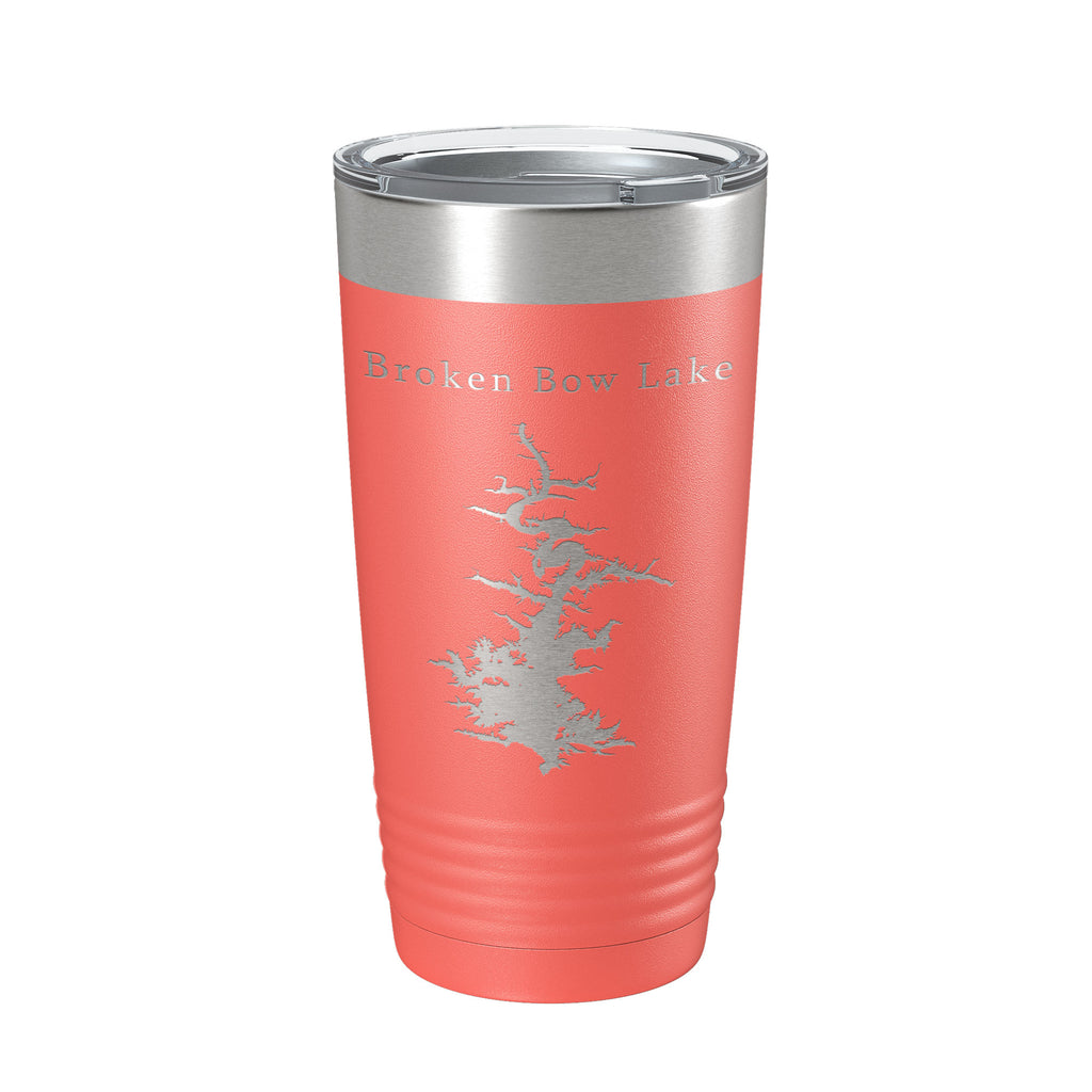 Broken Bow Lake Map Tumbler Travel Mug Insulated Laser Engraved Coffee Cup Oklahoma 20 oz