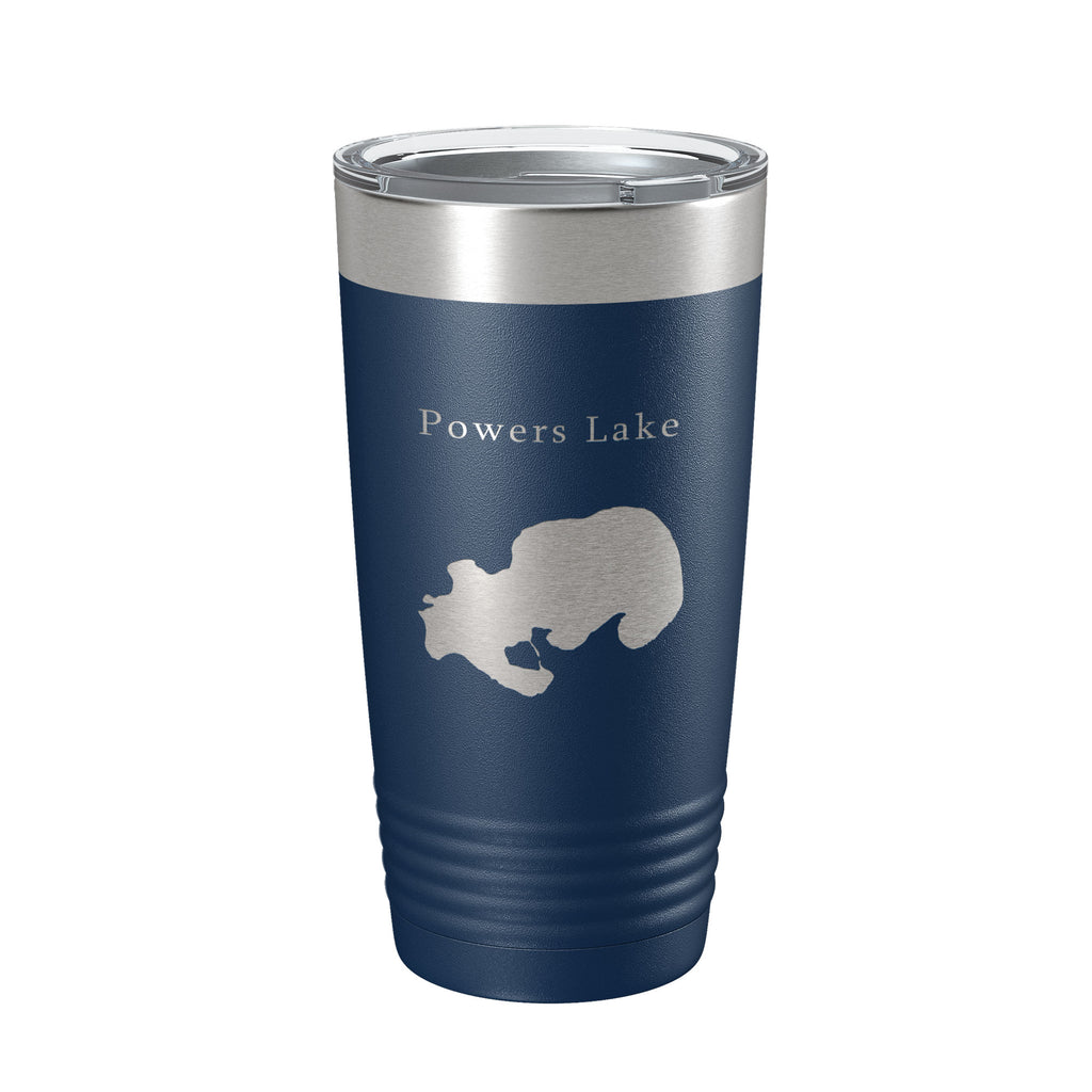 Powers Lake Map Tumbler Travel Mug Insulated Laser Engraved Coffee Cup Wisconsin 20 oz