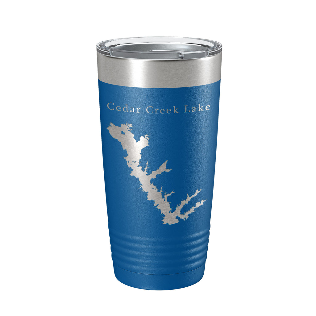 Cedar Creek Lake Reservoir Map Tumbler Travel Mug Insulated Laser Engraved Coffee Cup Texas 20 oz