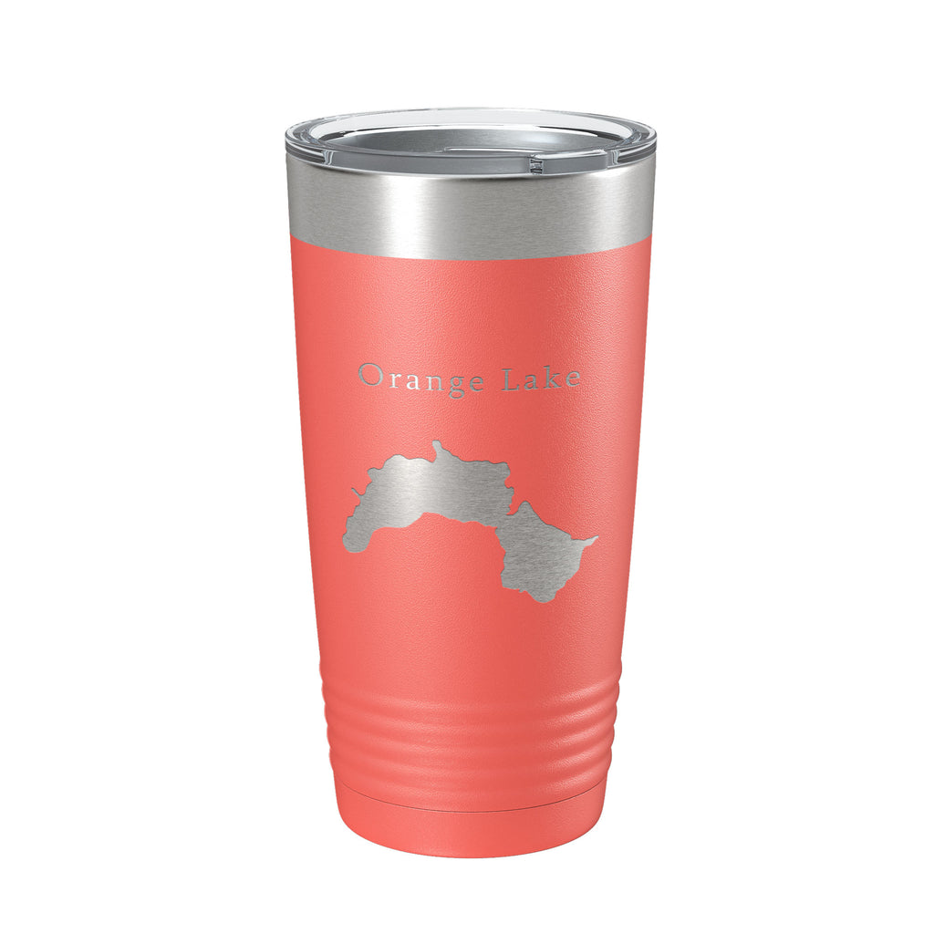 Orange Lake Map Tumbler Travel Mug Insulated Laser Engraved Coffee Cup Maine 20 oz