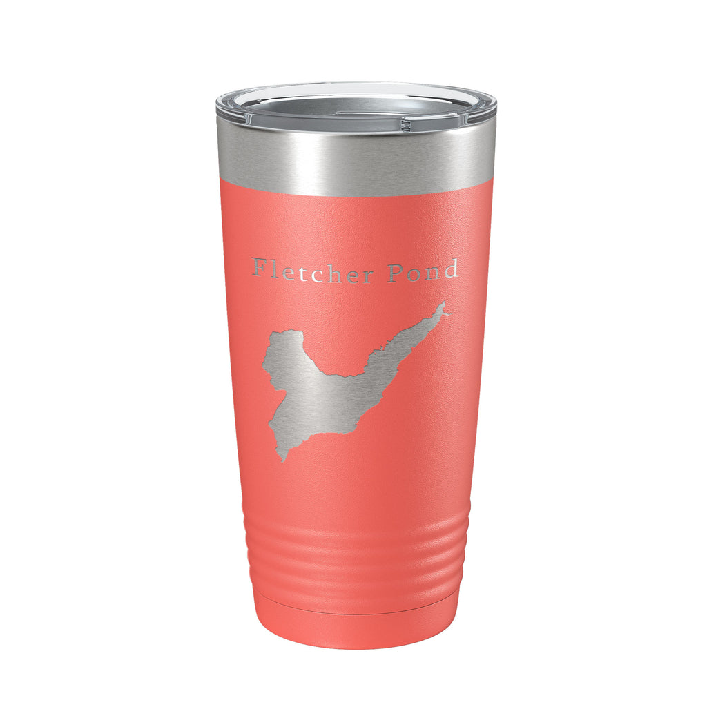 Fletcher Pond Tumbler Lake Map Travel Mug Insulated Laser Engraved Coffee Cup Michigan 20 oz