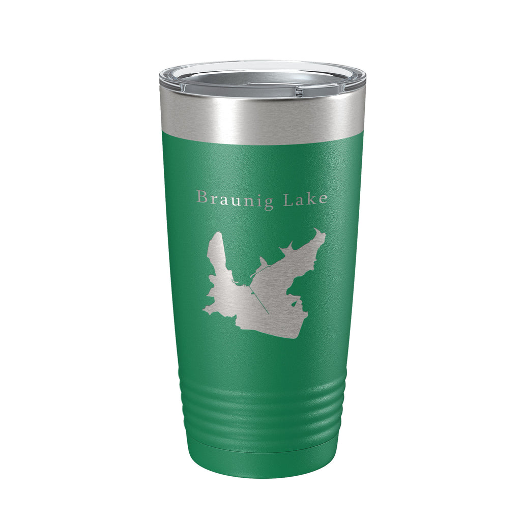 Victor Braunig Lake Map Tumbler Travel Mug Insulated Laser Engraved Coffee Cup Texas 20 oz