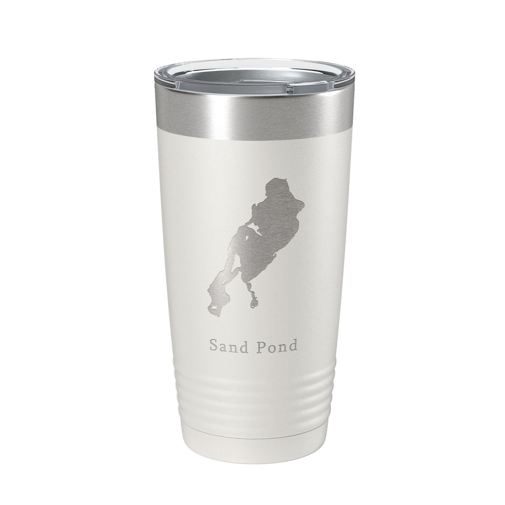 Sand Pond Tumbler Lake Map Travel Mug Insulated Laser Engraved Coffee Cup Maine 20 oz