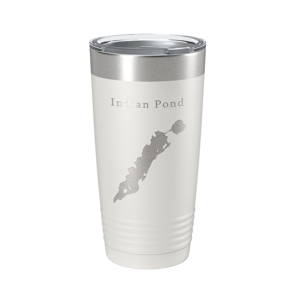 Indian Pond Tumbler Lake Map Travel Mug Insulated Laser Engraved Coffee Cup Maine 20 oz