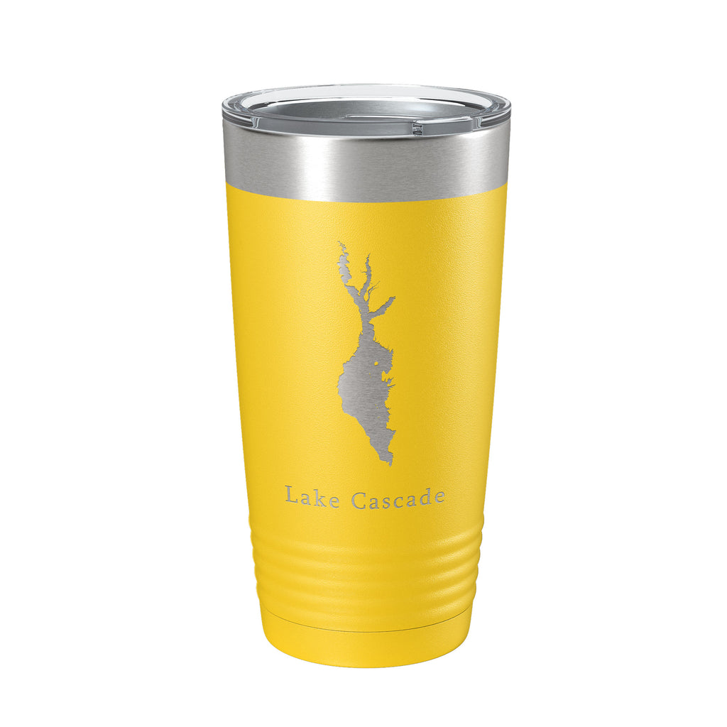Lake Cascade Map Tumbler Travel Mug Insulated Laser Engraved Coffee Cup Idaho 20 oz