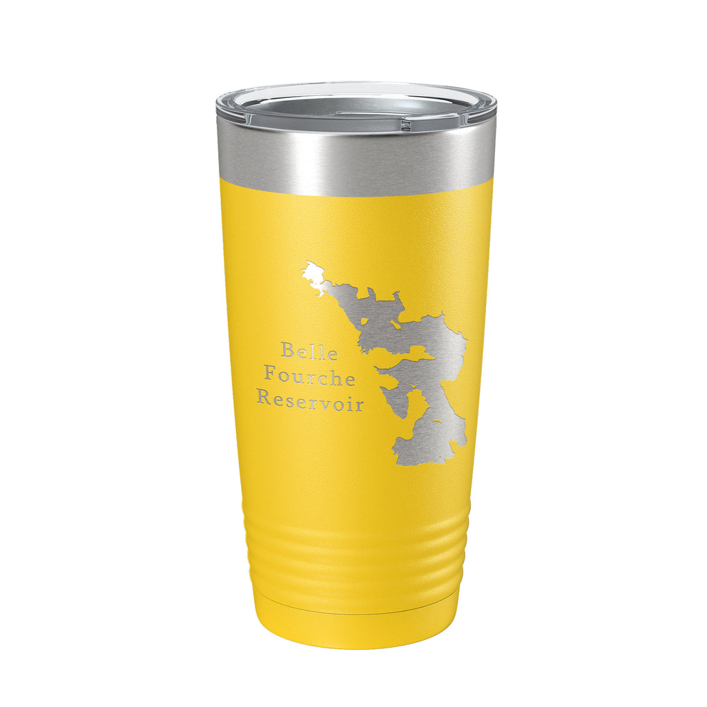 Belle Fourche Reservoir Tumbler Lake Map Travel Mug Insulated Laser Engraved Coffee Cup South Dakota 20 oz