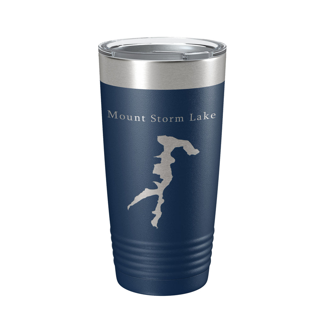 Mount Storm Lake Map Tumbler Travel Mug Insulated Laser Engraved Coffee Cup West Virginia 20 oz