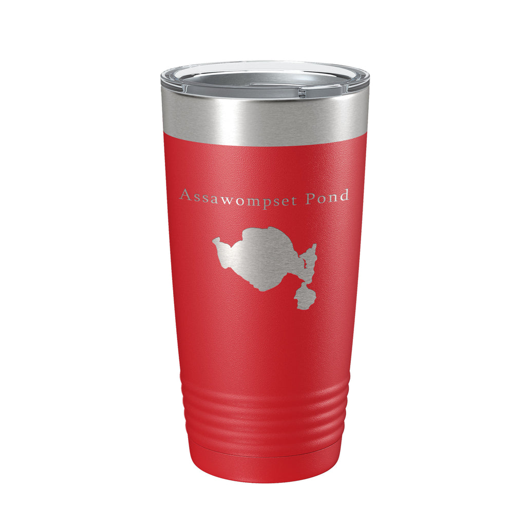 Assawompset Pond Tumbler Lake Map Travel Mug Insulated Laser Engraved Coffee Cup Massachusetts 20 oz