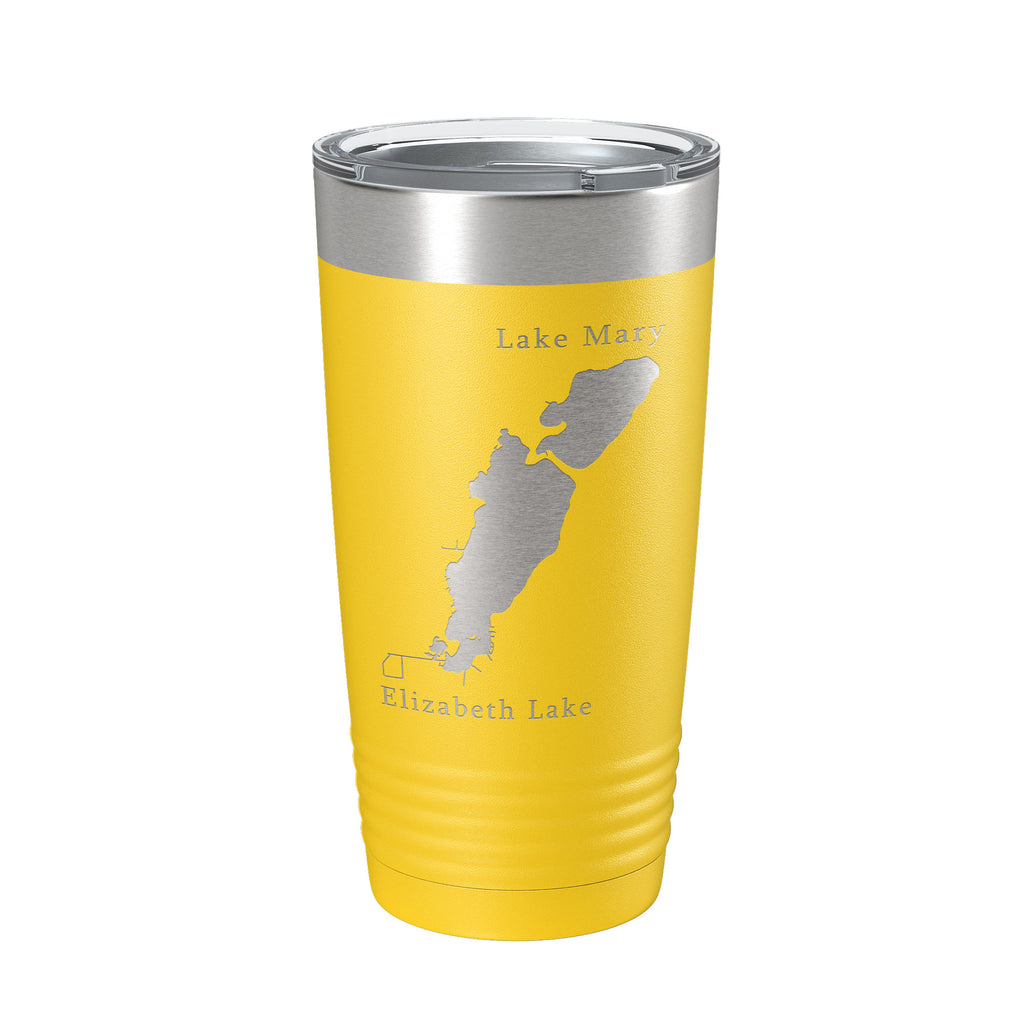 Lakes Mary & Elizabeth Map Tumbler Travel Mug Insulated Laser Engraved Coffee Cup Illinois Wisconsin 20 oz