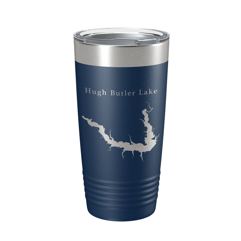 Hugh Butler Lake Map Tumbler Travel Mug Insulated Laser Engraved Coffee Cup Red Willow Reservoir Nebraska 20 oz