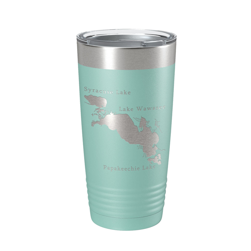 Lakes Wawasee Syracuse & Papakeechie Map Tumbler Travel Mug Insulated Laser Engraved Coffee Cup Indiana 20 oz