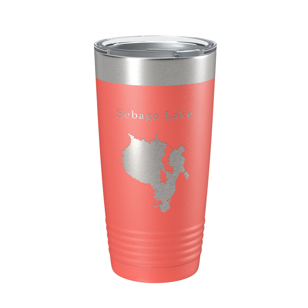 Sebago Lake Map Tumbler Travel Mug Insulated Laser Engraved Coffee Cup Maine 20 oz