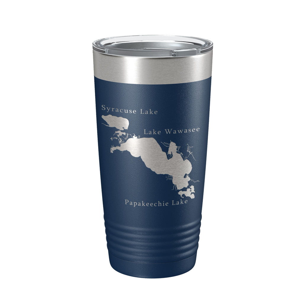 Lakes Wawasee Syracuse & Papakeechie Map Tumbler Travel Mug Insulated Laser Engraved Coffee Cup Indiana 20 oz