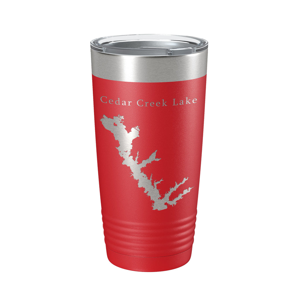 Cedar Creek Lake Reservoir Map Tumbler Travel Mug Insulated Laser Engraved Coffee Cup Texas 20 oz