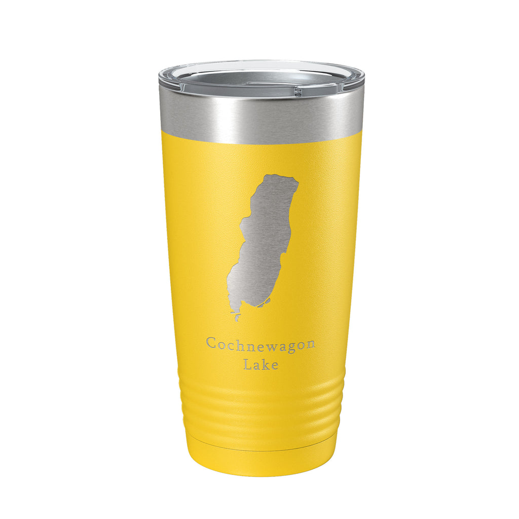Cochnewagon Lake Pond Map Tumbler Travel Mug Insulated Laser Engraved Coffee Cup Maine 20 oz