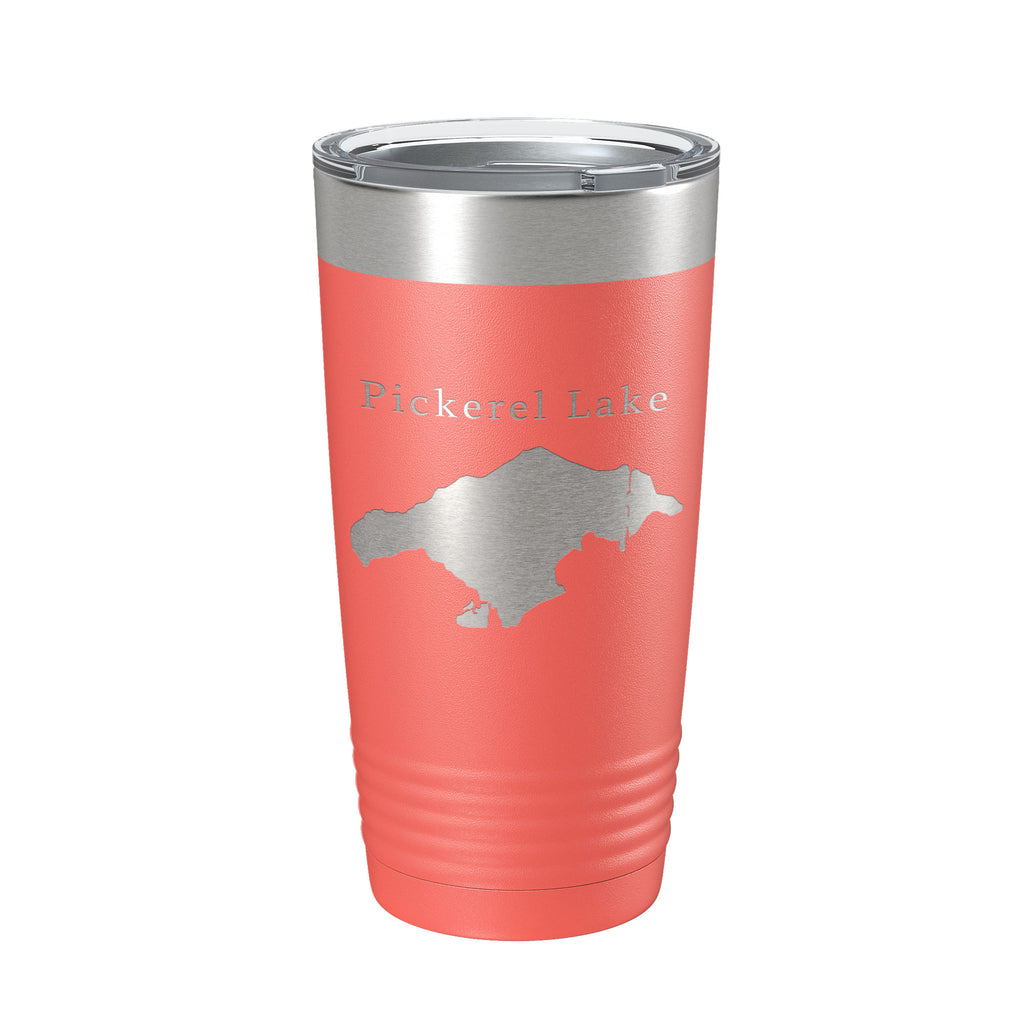 Pickerel Lake Map Tumbler Travel Mug Insulated Laser Engraved Coffee Cup Michigan 20 oz