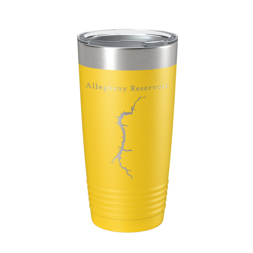 Allegheny Reservoir Tumbler Lake Map Travel Mug Insulated Laser Engraved Coffee Cup New York Pennsylvania 20 oz