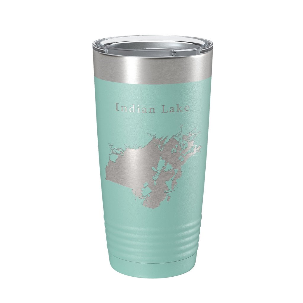 Indian Lake Map Tumbler Travel Mug Insulated Laser Engraved Coffee Cup Ohio 20 oz