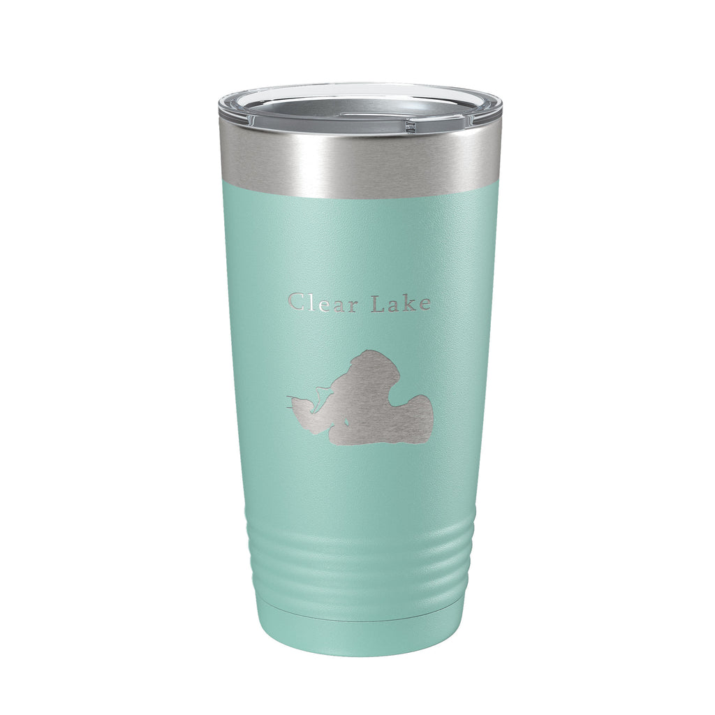 Clear Lake Map Tumbler Travel Mug Insulated Laser Engraved Coffee Cup Indiana 20 oz