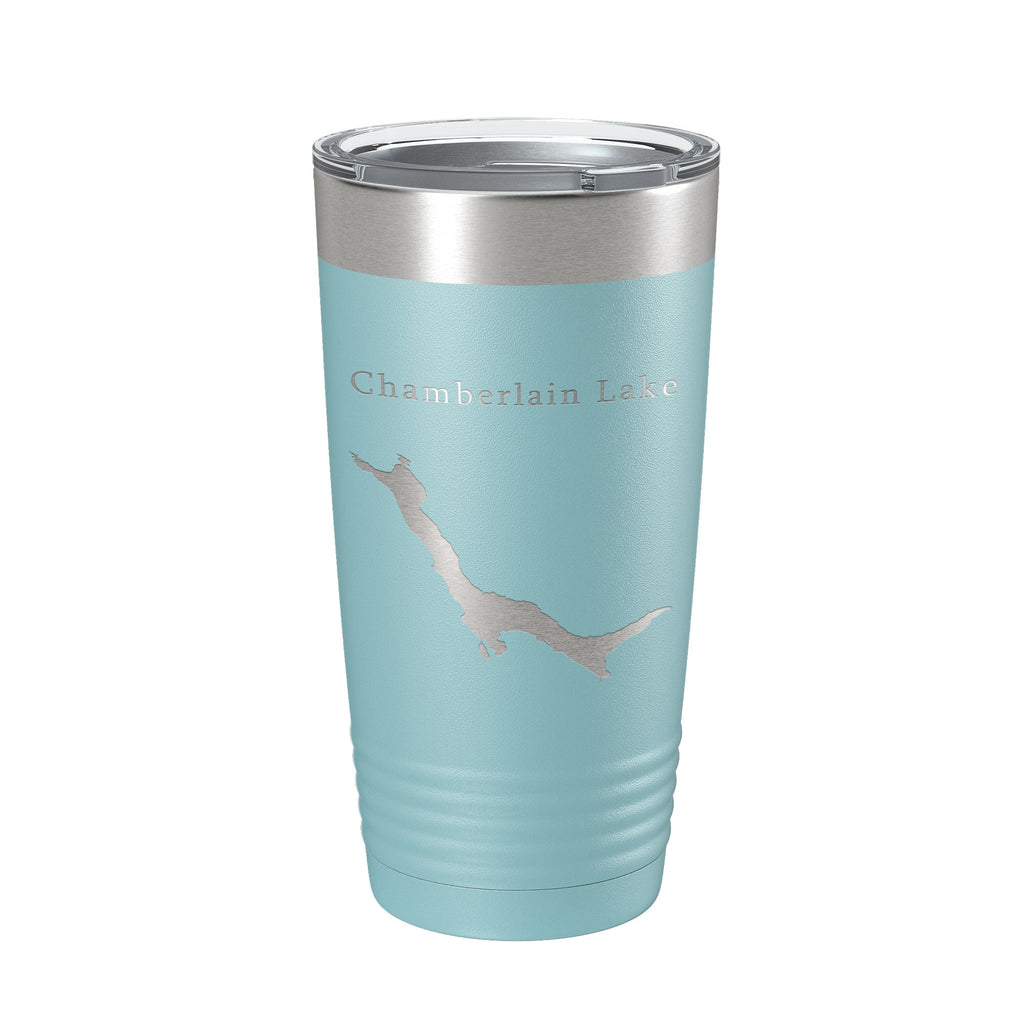 Chamberlain Lake Map Tumbler Travel Mug Insulated Laser Engraved Coffee Cup Maine 20 oz