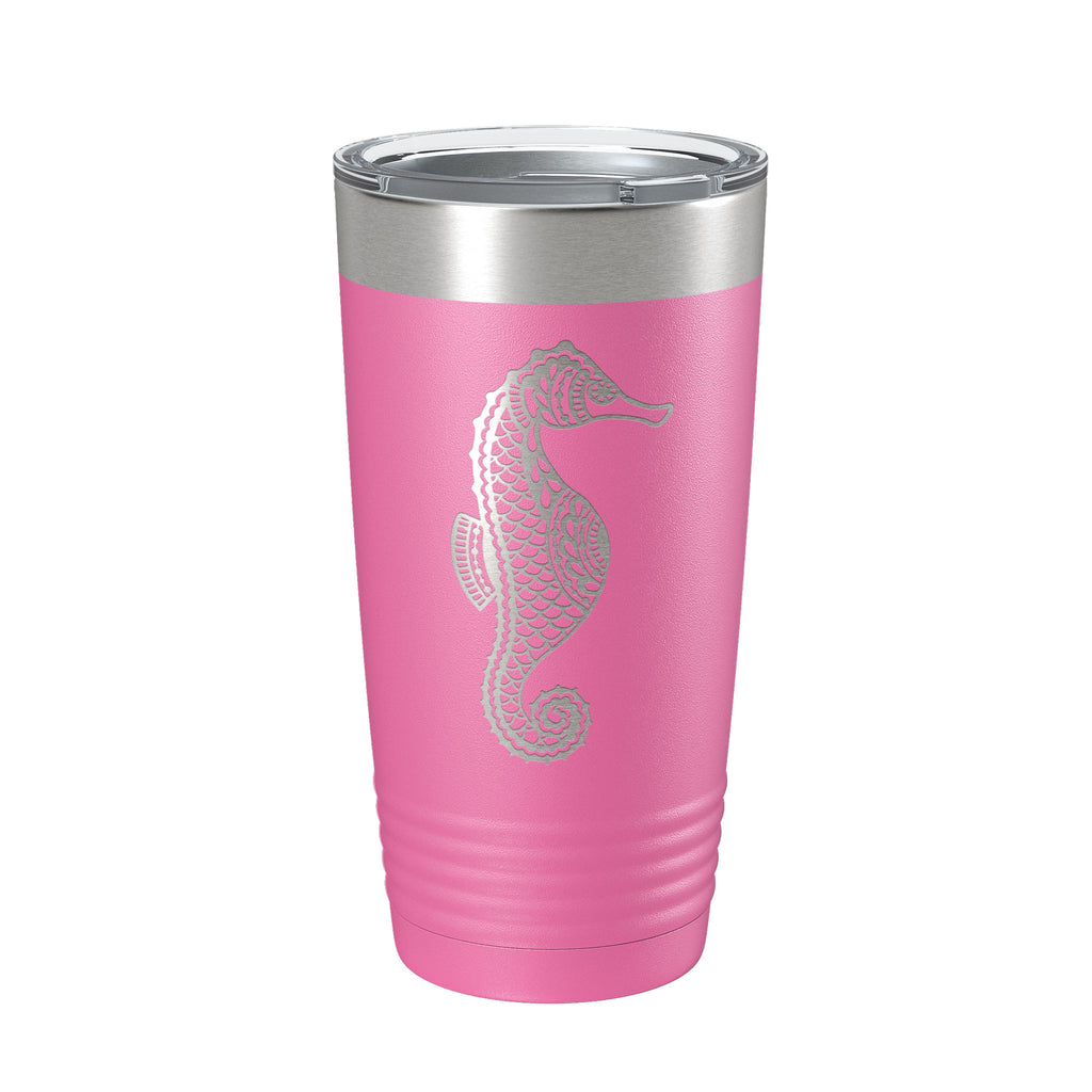 Seahorse Tumbler Zentangle Travel Mug Insulated Laser Engraved Coffee Cup 20 oz