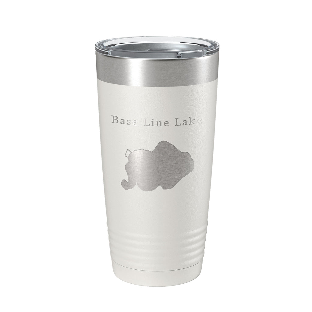 Base Line Lake Map Tumbler Travel Mug Insulated Laser Engraved Coffee Cup Huron River Chain of Lakes Michigan 20 oz