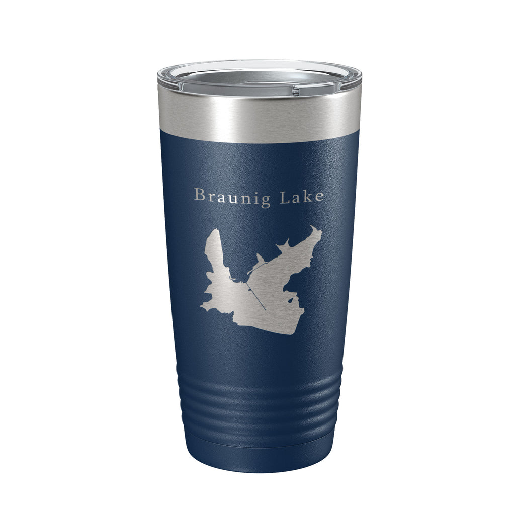 Victor Braunig Lake Map Tumbler Travel Mug Insulated Laser Engraved Coffee Cup Texas 20 oz