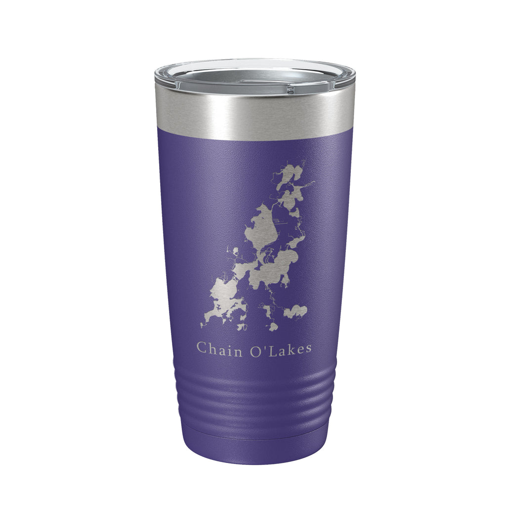 Fox River Chain O'Lakes Map Tumbler Travel Mug Insulated Laser Engraved Coffee Cup Illinois 20 oz